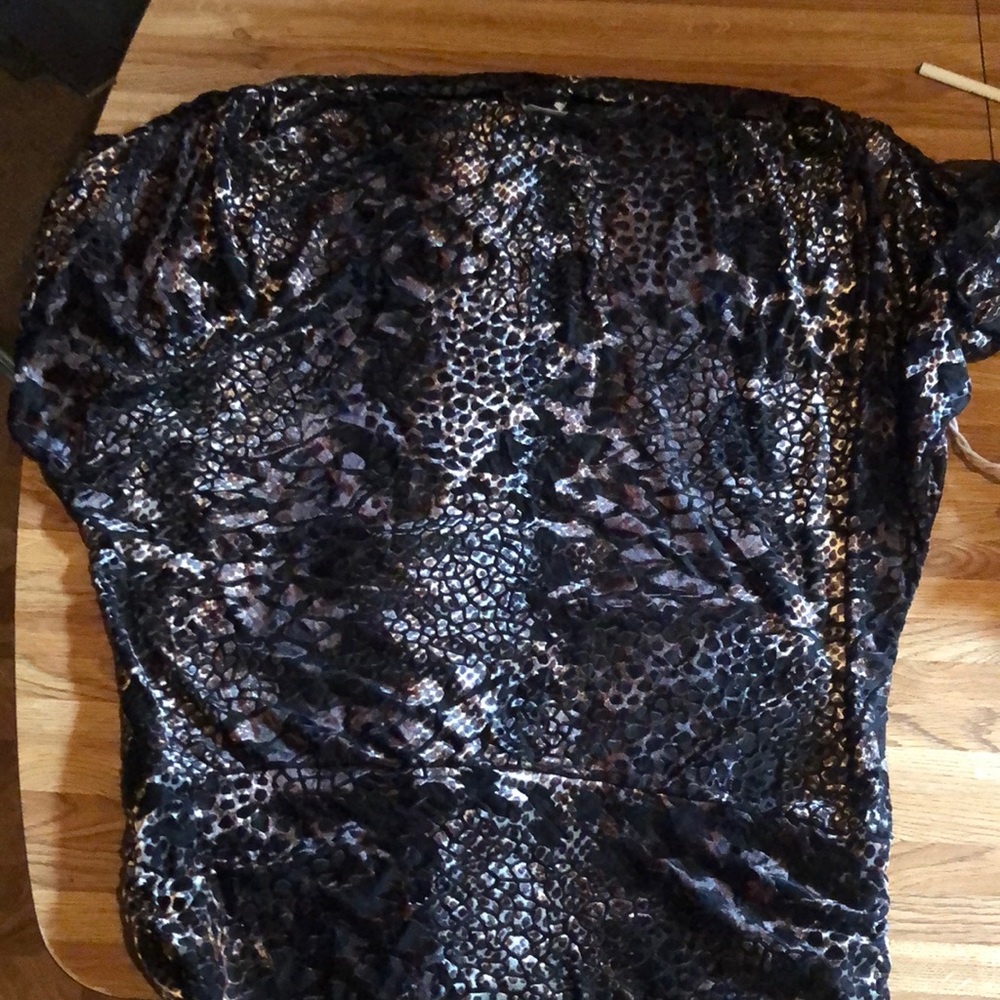 Arden B Crushed velvet metallic animal print top